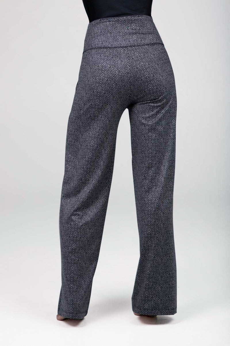 HIGH WAIST WIDE LEG PANT: HERRINGBONE