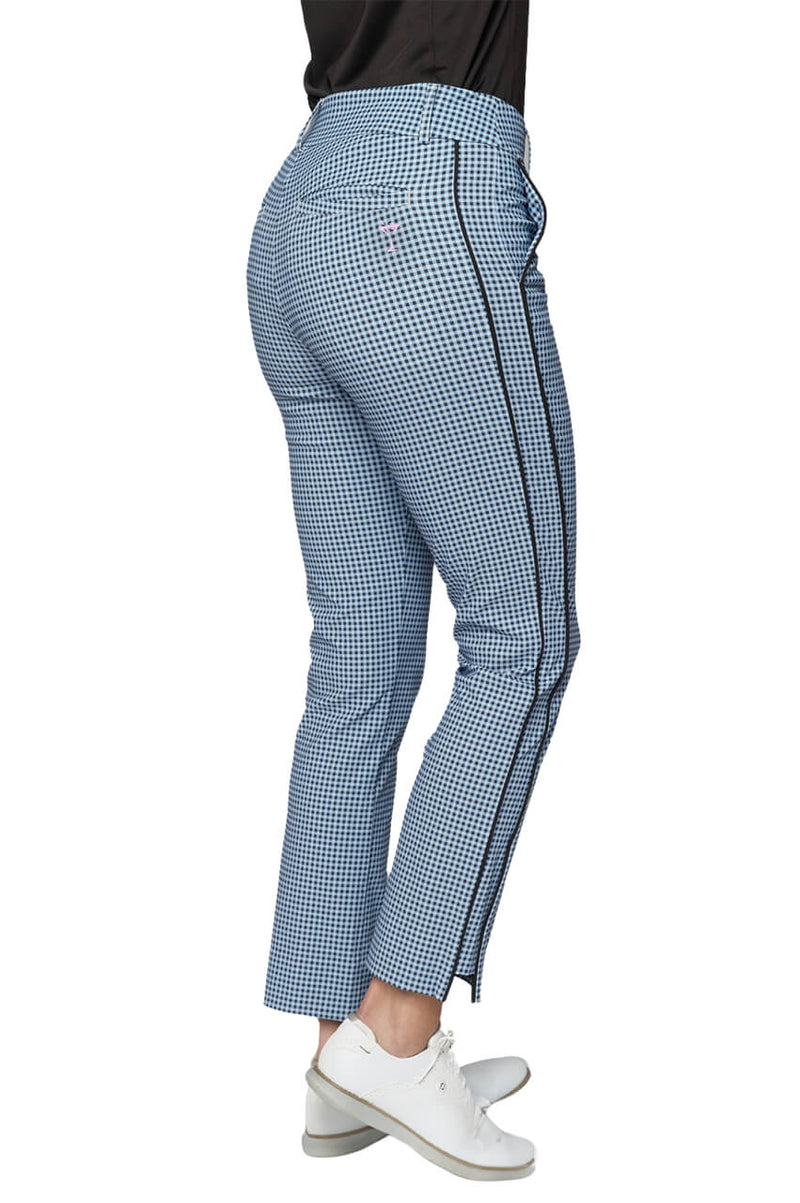 Zoo Blue/Cocoa Checkered Stretch Ankle Pant