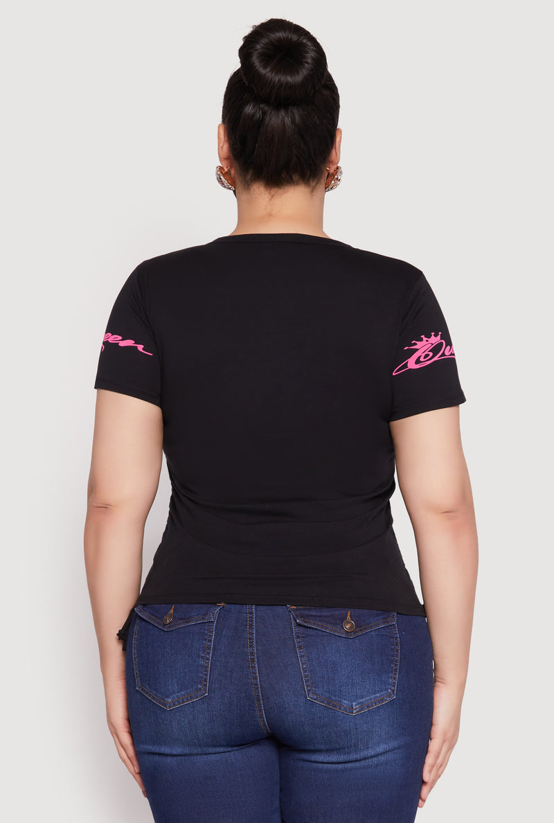 Plus Size Sequin Queen Vibes Graphic Tee