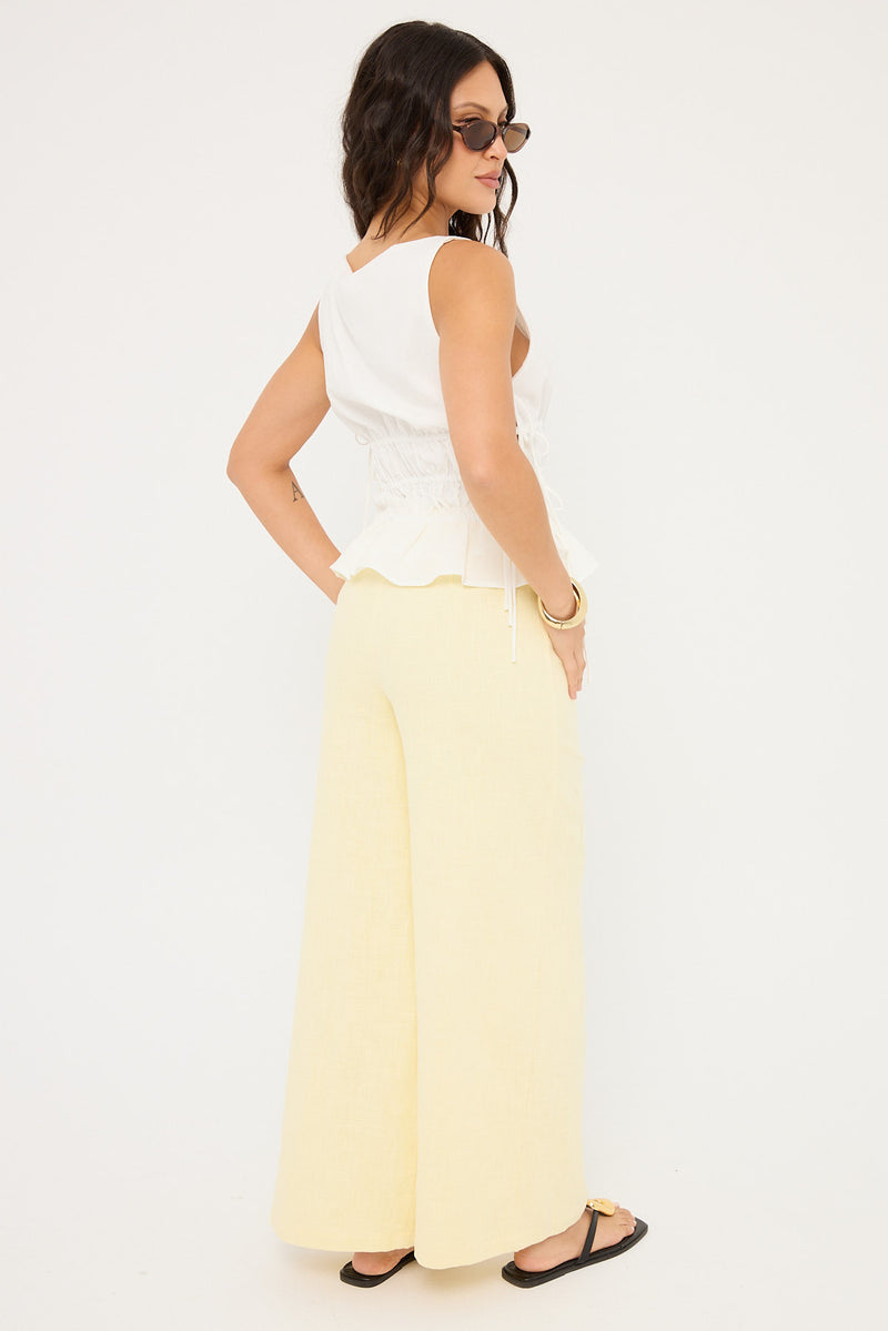 Perfect Stranger Menorca Linen Pants Lemon
