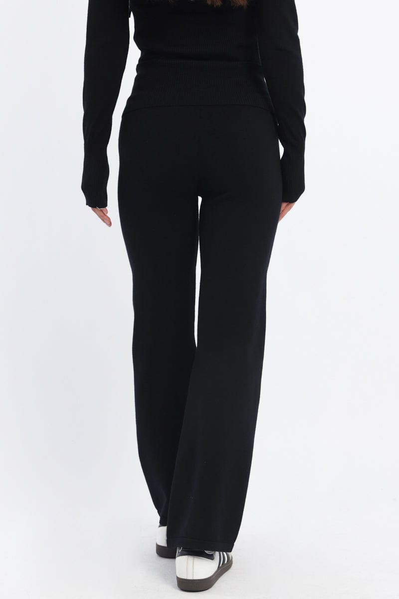 Black Wide Leg Pants Knit