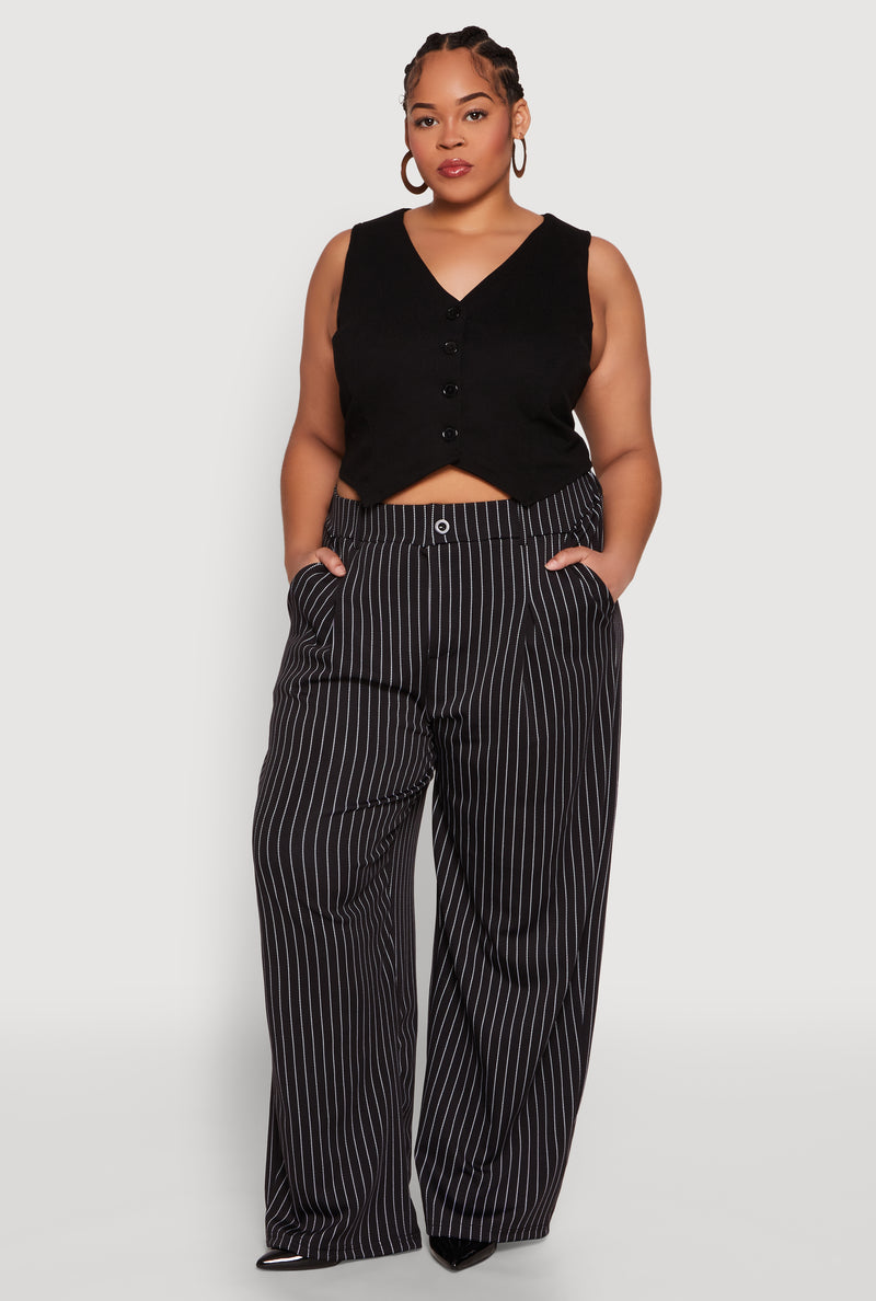 Plus Size Striped Wide Leg Pants