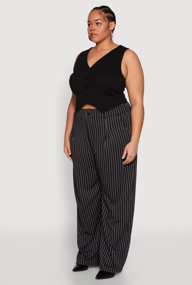Plus Size Striped Wide Leg Pants