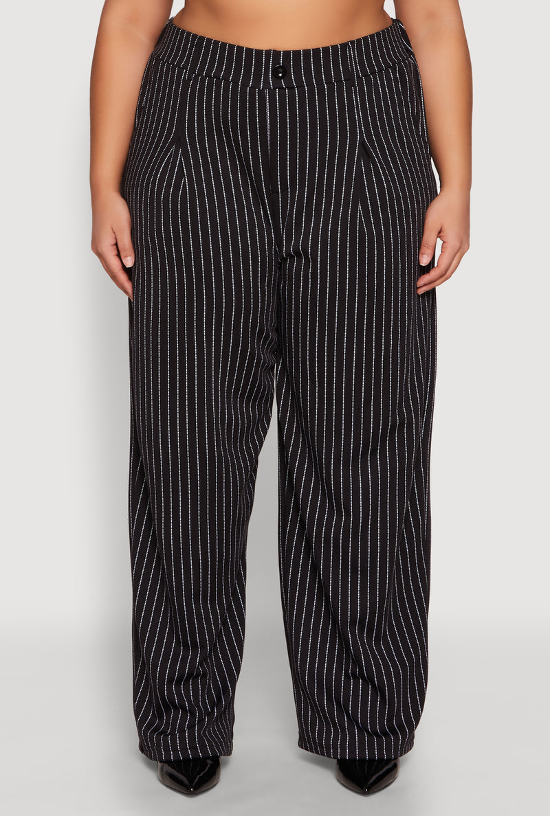 Plus Size Striped Wide Leg Pants