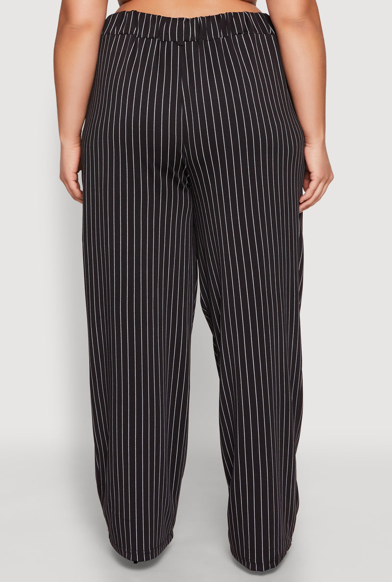 Plus Size Striped Wide Leg Pants