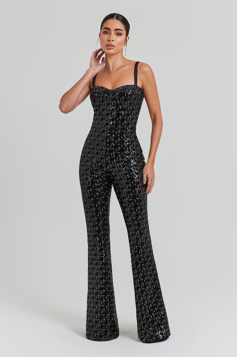 HAILEY Black Sequin Jumpsuit