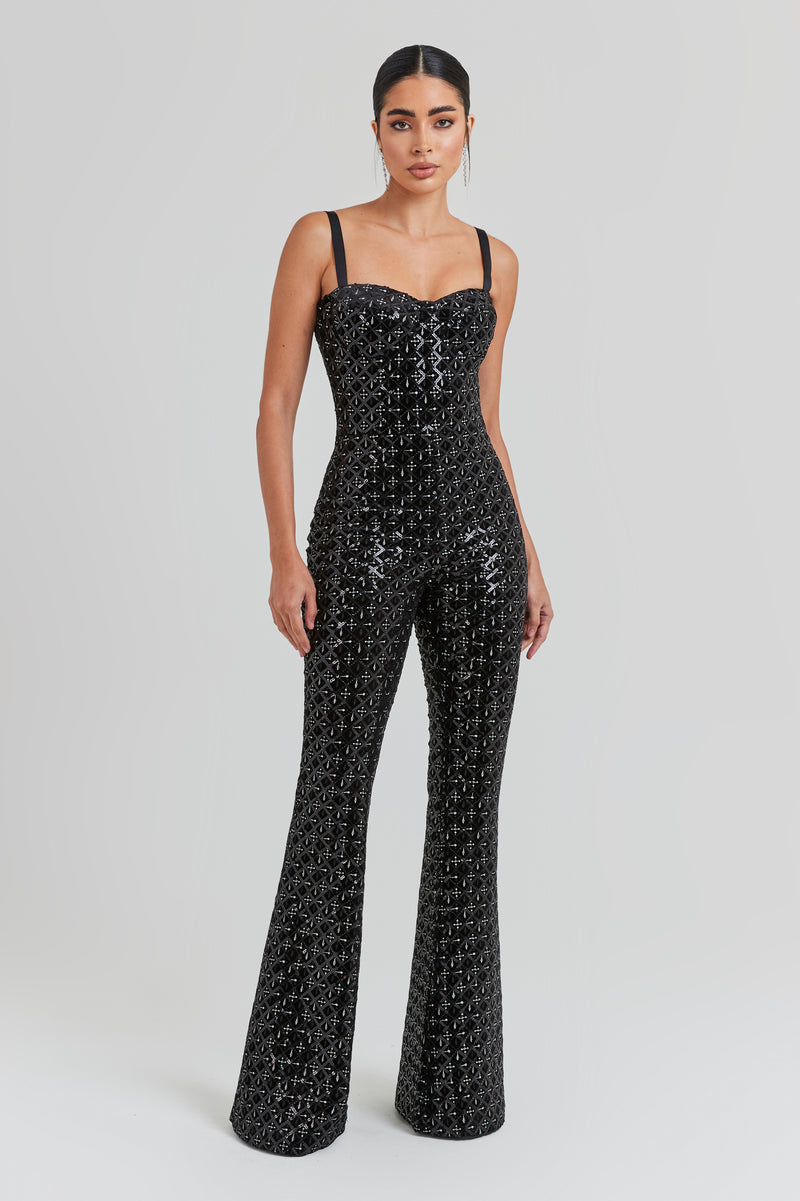 HAILEY Black Sequin Jumpsuit