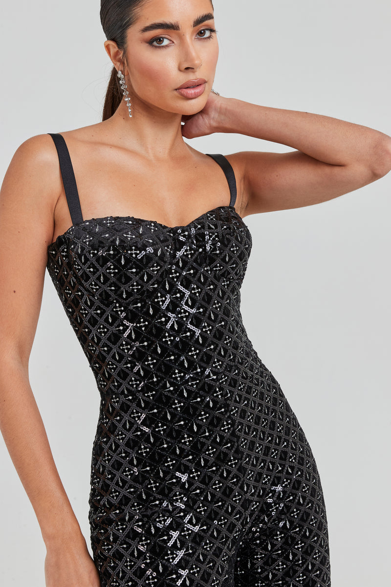 HAILEY Black Sequin Jumpsuit