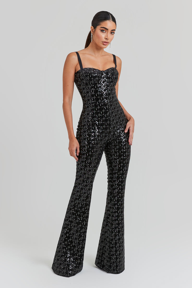 HAILEY Black Sequin Jumpsuit