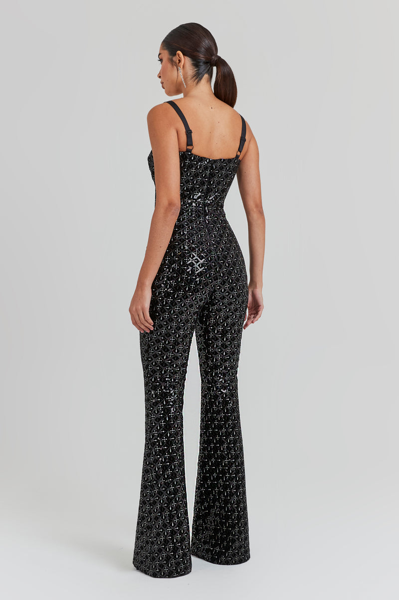 HAILEY Black Sequin Jumpsuit
