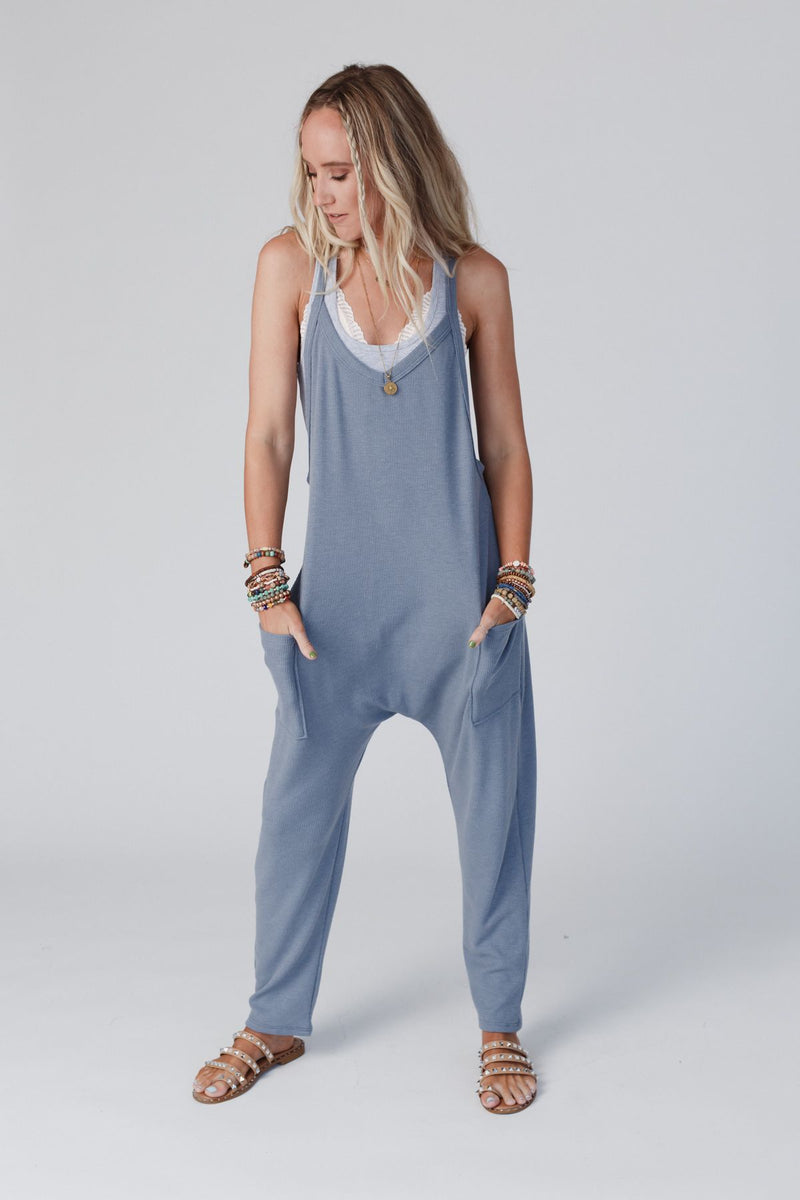 Hot Shot Harem Jumpsuit - Denim