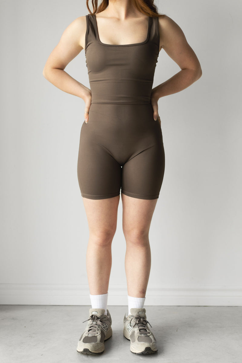 Short Jumpsuit in Mocha