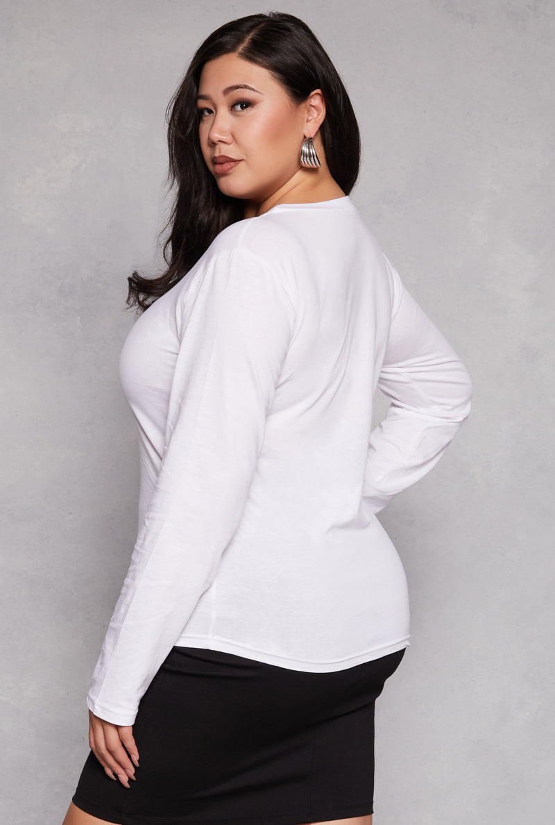Plus Size Basic Crew Neck Long Sleeve Top