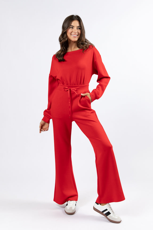 Wear It Out Red Boat Neck Jumpsuit FINAL SALE
