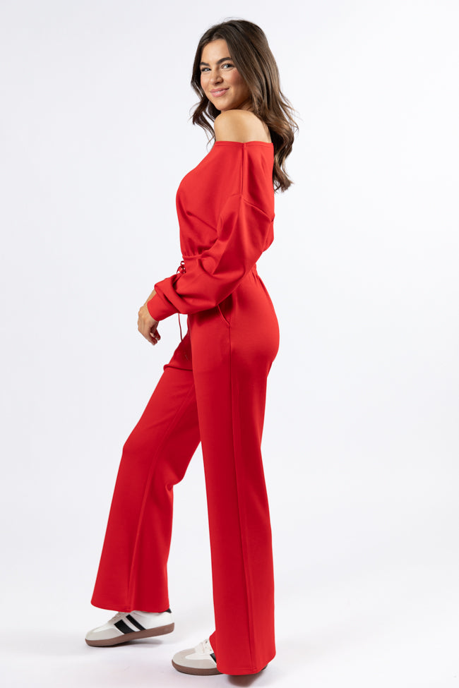Wear It Out Red Boat Neck Jumpsuit FINAL SALE