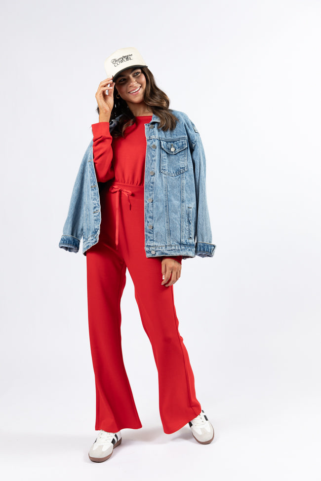 Wear It Out Red Boat Neck Jumpsuit FINAL SALE