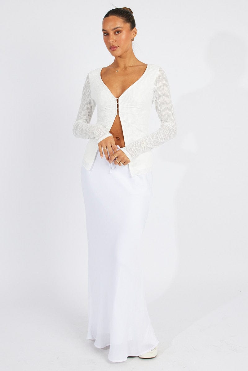 White Textured Top Long Sleeve