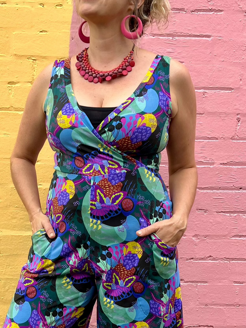 Jumpsuit - Dark Green Coral Garden (16)