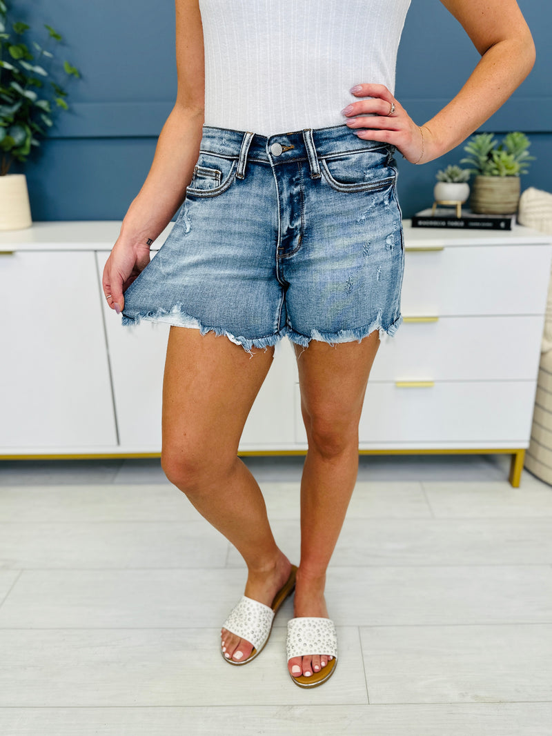Judy Blue REG/CURVY Summer Snatch Double Button Midrise Adjustable Shorts