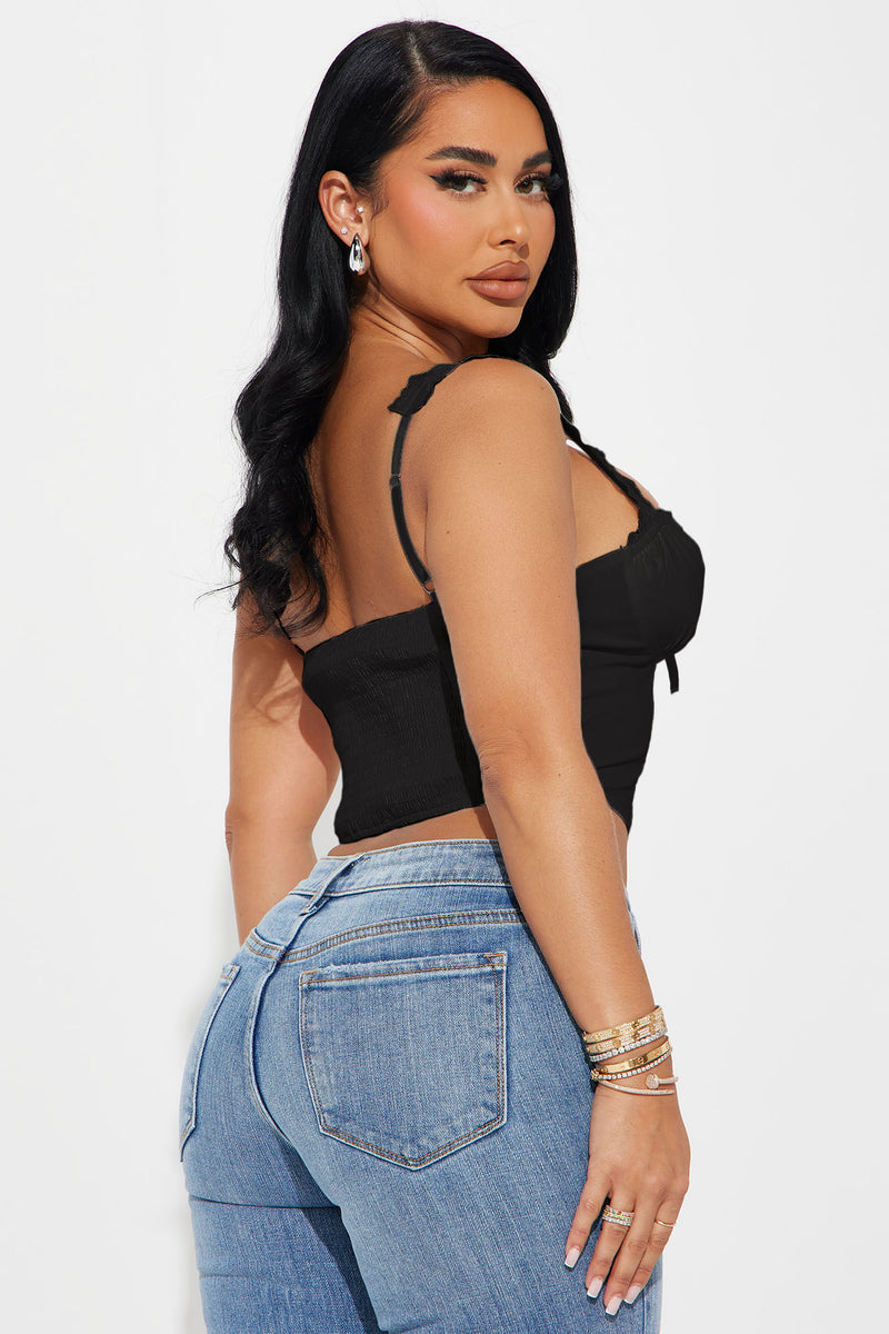 Cottage Core Corset Top - Black