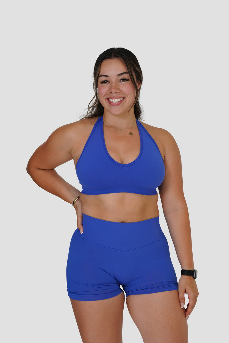 RECOIL HIGH WAIST SCRUNCH SHORTS - ELECTRIC BLUE