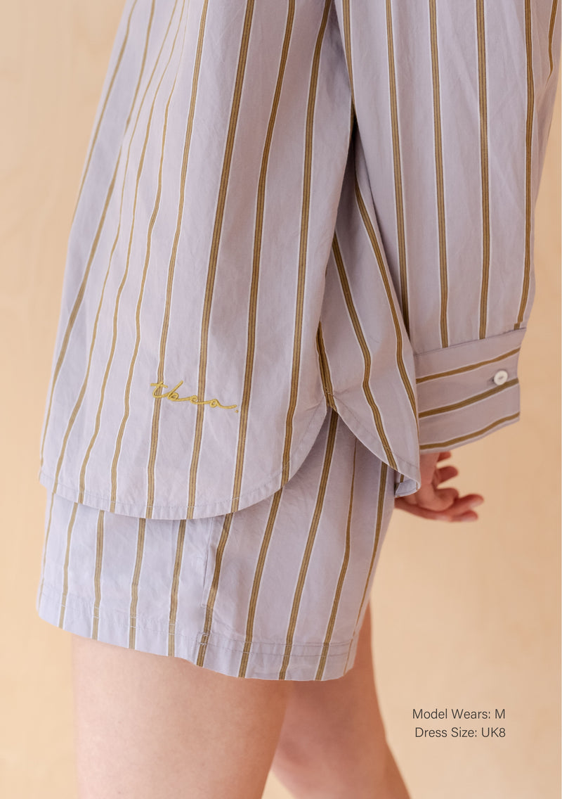 Cotton Shorts in Lilac Stripe