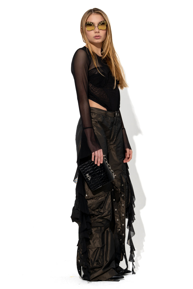 BLACK MESH CORSET TOP