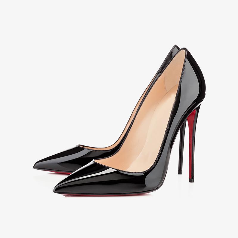 Black Patent Leather Pumps with 120mm Heel