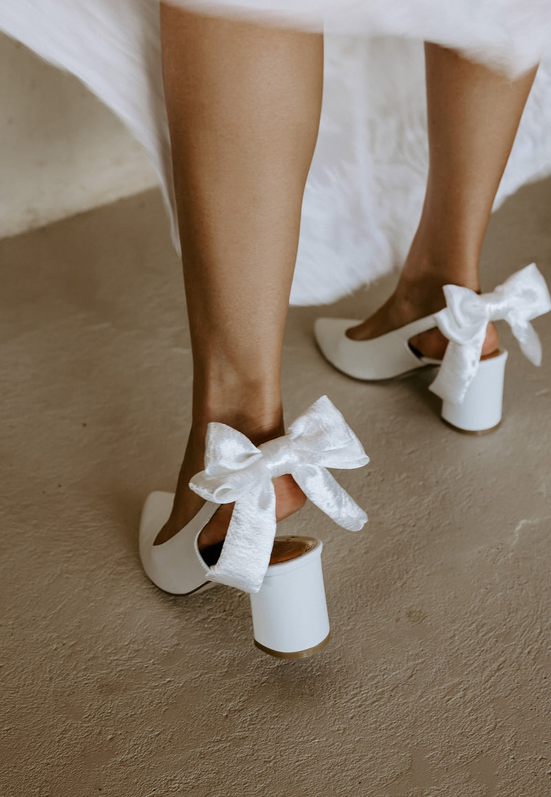 GARDENIA - CLOSED TOE SATIN BRIDAL HEELS - SALE