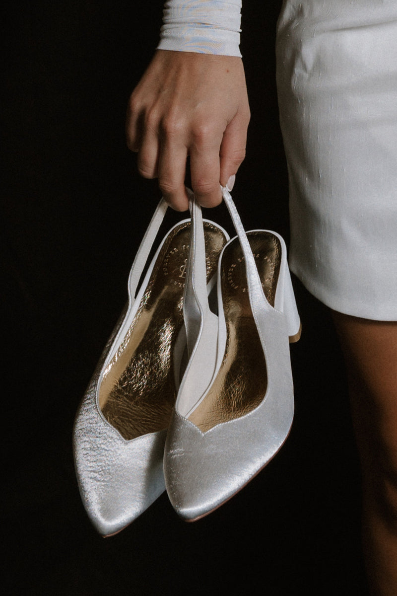 GARDENIA - CLOSED TOE SATIN BRIDAL HEELS - SALE