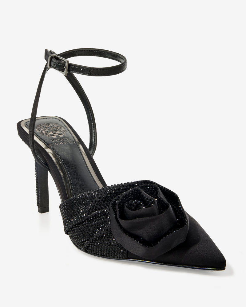 Rhinestone Rosette Heel Black