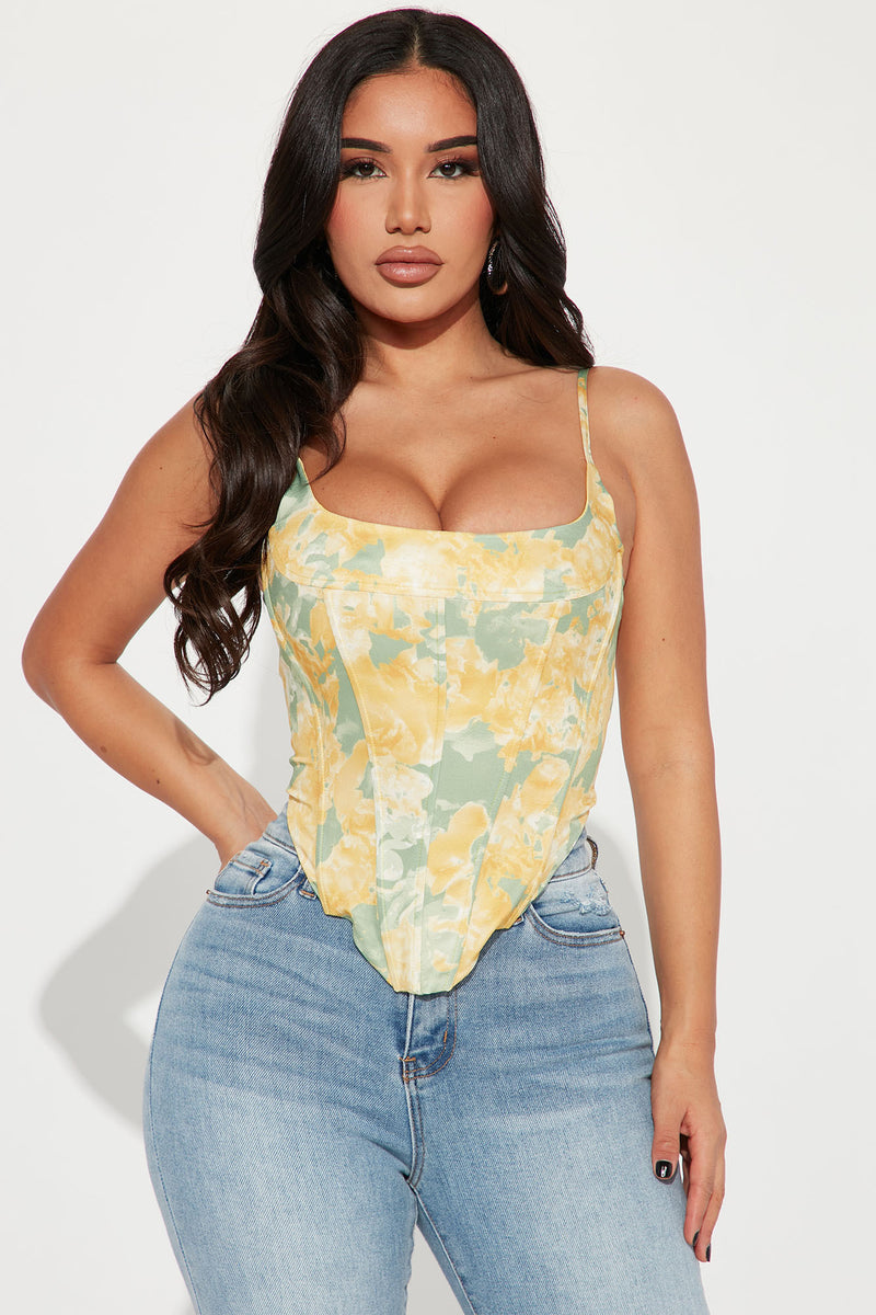 Bring Me Flowers Corset Top - Yellow/combo