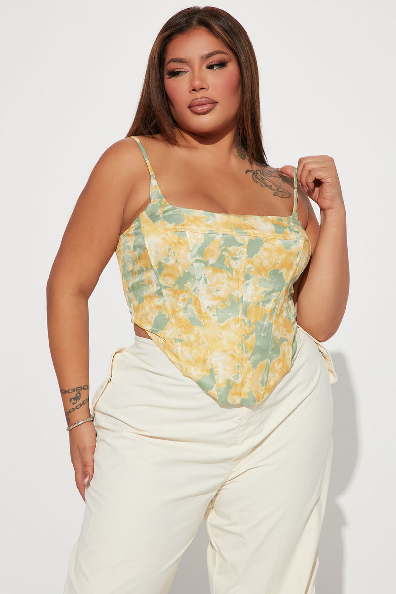 Bring Me Flowers Corset Top - Yellow/combo