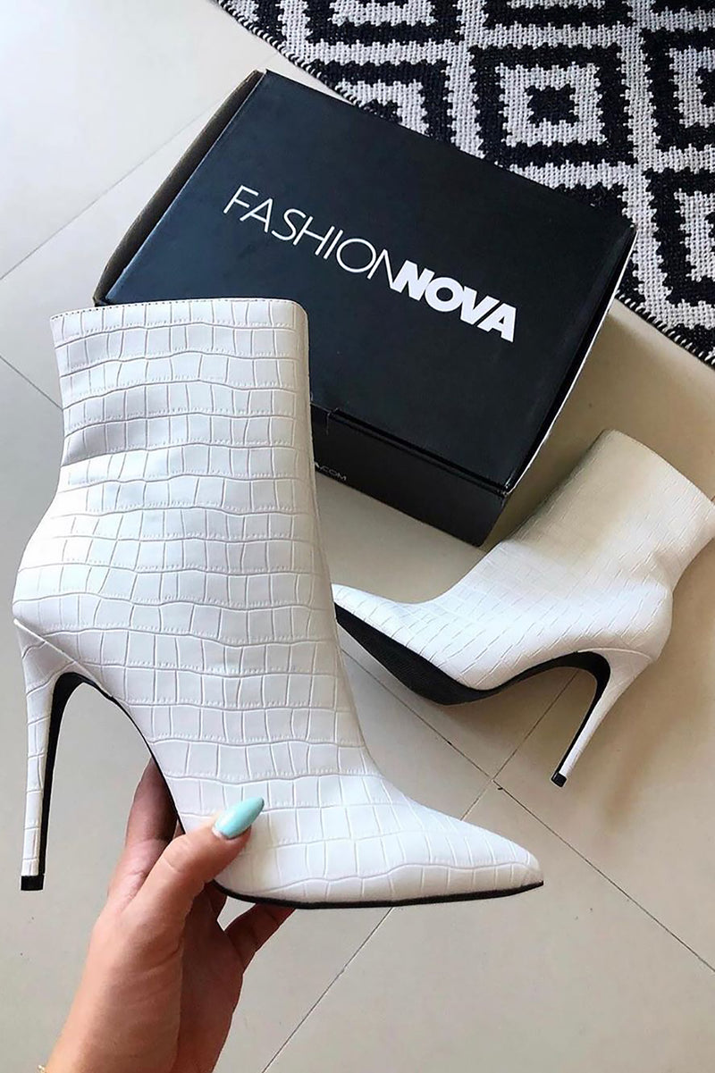 Last Minute Booties - White Croc