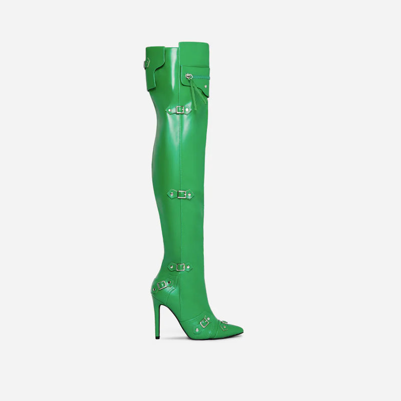 Pointed Toe Over The Knee Thigh High Long Stiletto Heel Boots Raw-Love by Lemonade