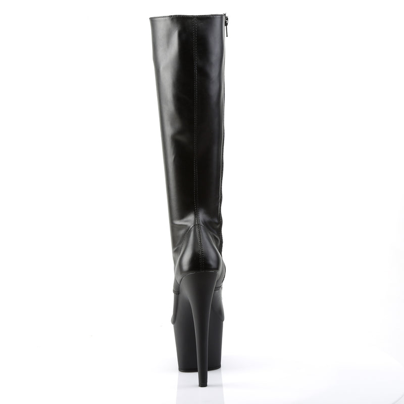 ADORE-2023 Pleaser 7 Inch Heel Black Pole Dancer Knee High Boots