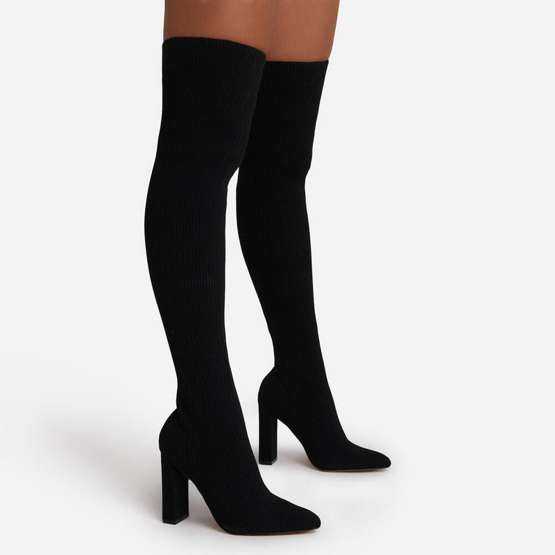 Lemonade ONLY-FANS Block Heel Over The Knee Thigh High Sock Boot