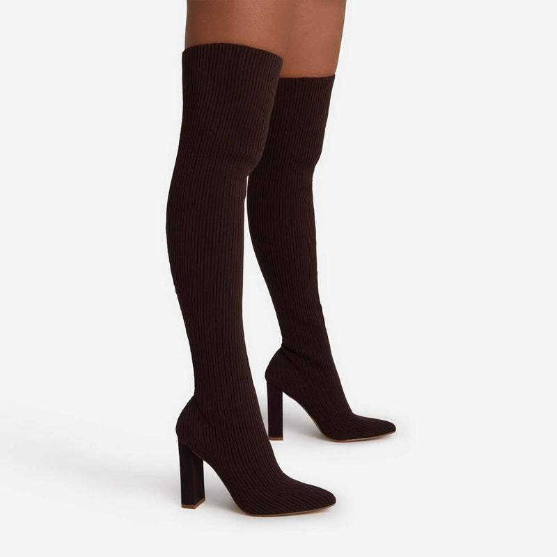 Lemonade ONLY-FANS Block Heel Over The Knee Thigh High Sock Boot