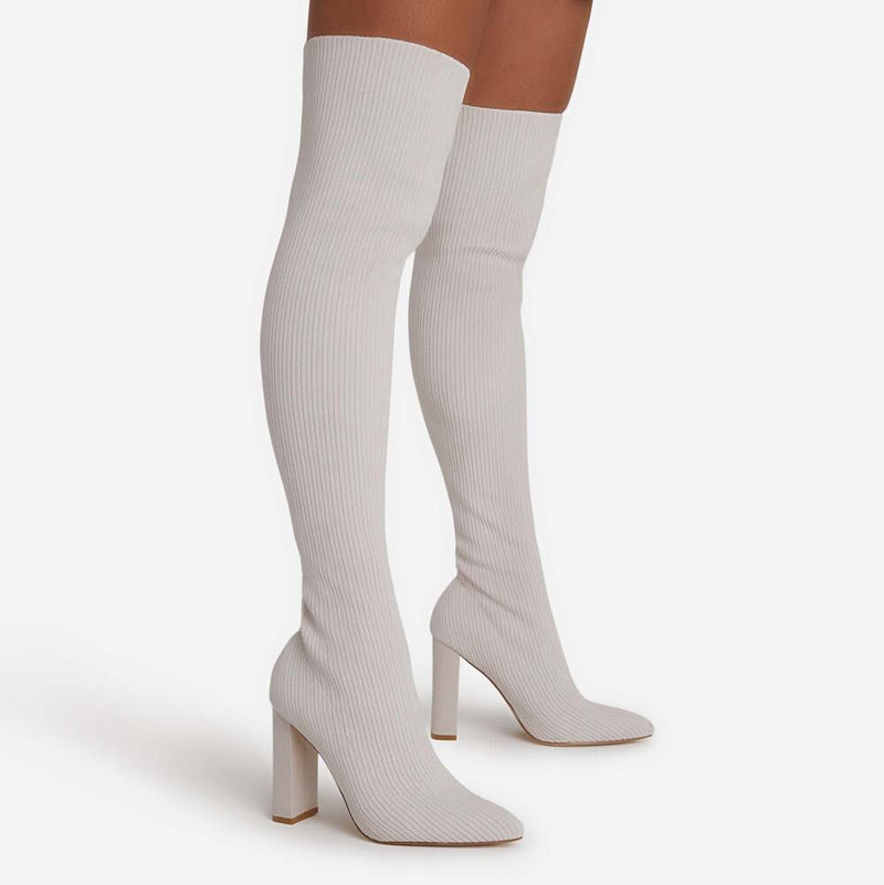 Lemonade ONLY-FANS Block Heel Over The Knee Thigh High Sock Boot