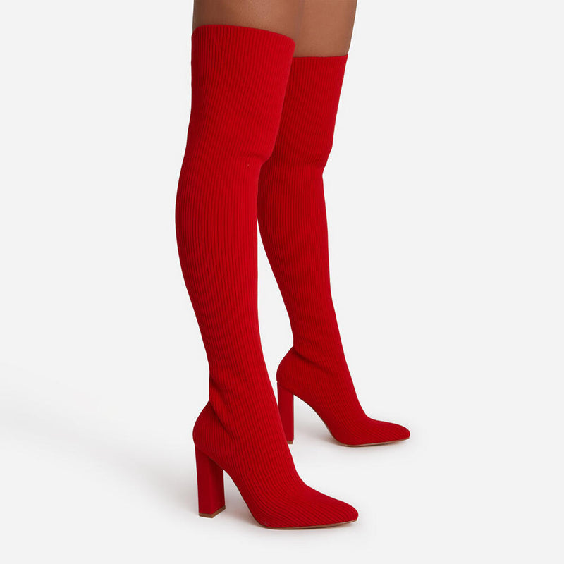 Lemonade ONLY-FANS Block Heel Over The Knee Thigh High Sock Boot