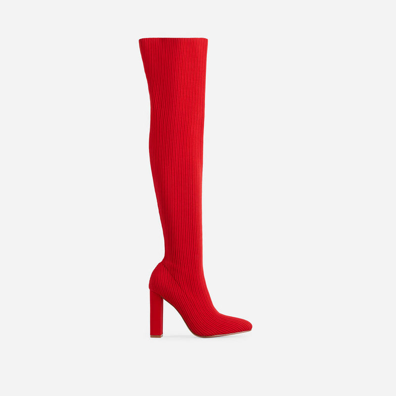 Lemonade ONLY-FANS Block Heel Over The Knee Thigh High Sock Boot
