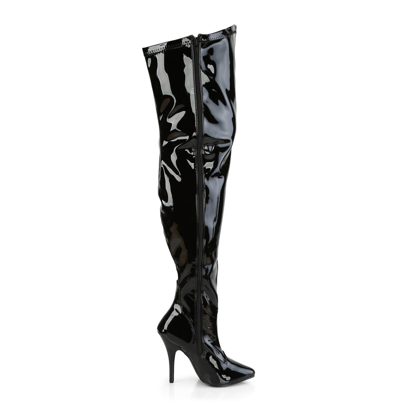 Black PA Wide Calf Thigh High Boots Seduce-3000WC