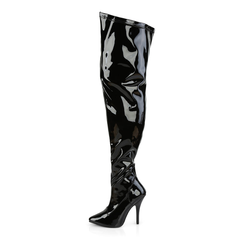 Black PA Wide Calf Thigh High Boots Seduce-3000WC