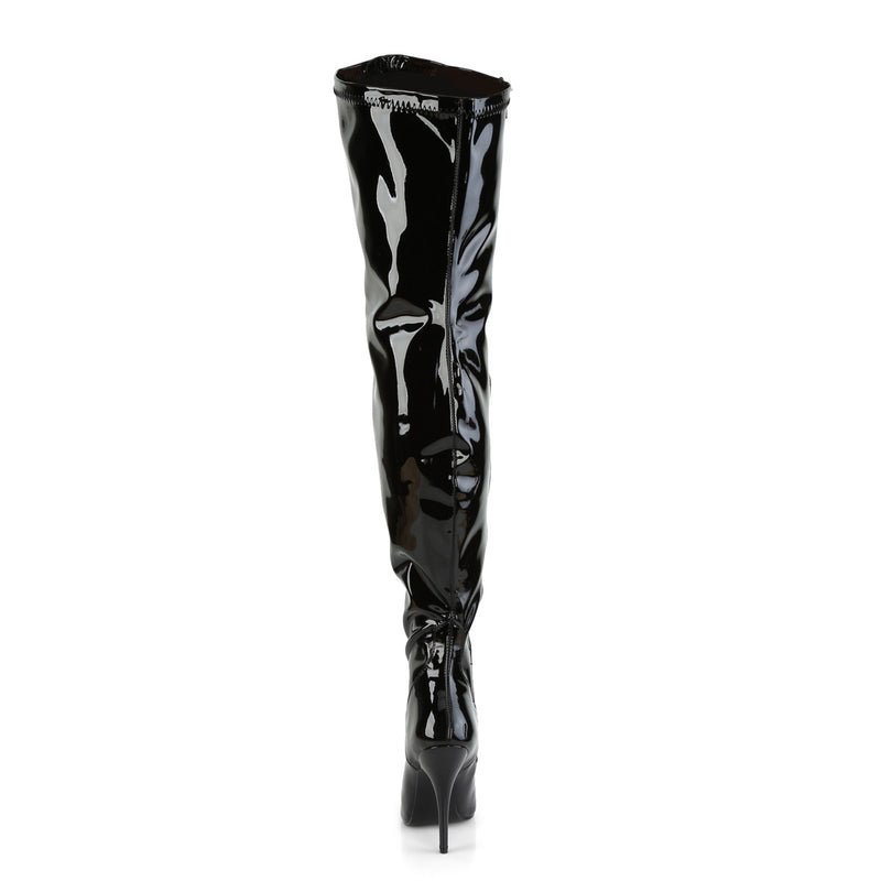 Black PA Wide Calf Thigh High Boots Seduce-3000WC