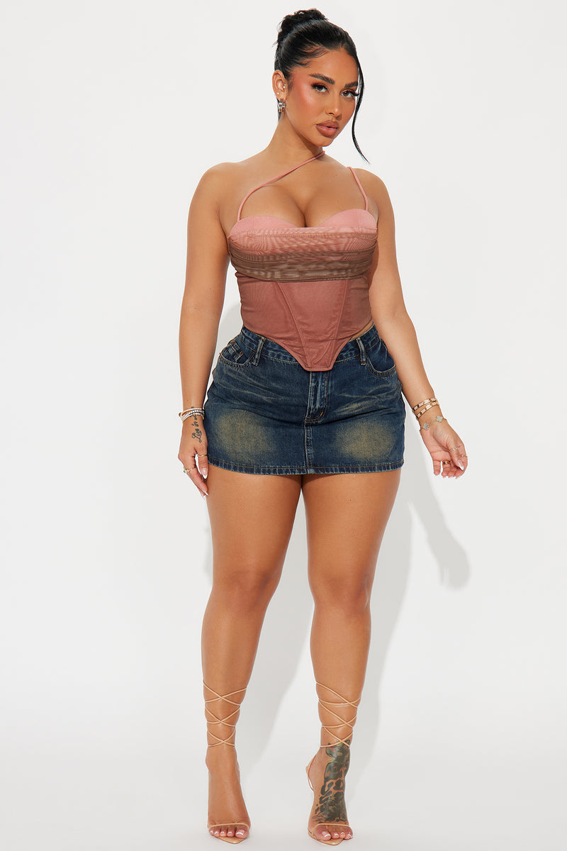 Day To Night Ombre Corset Top - Brown Combo