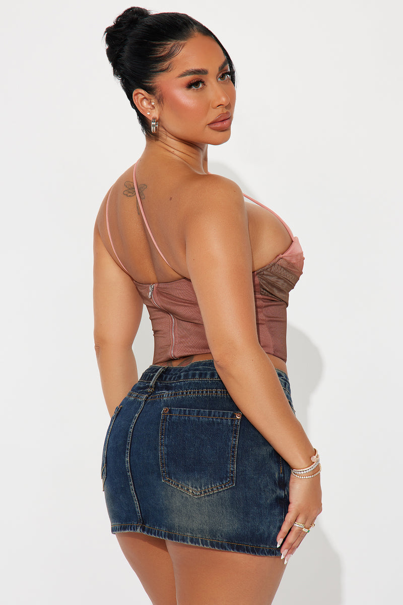 Day To Night Ombre Corset Top - Brown Combo