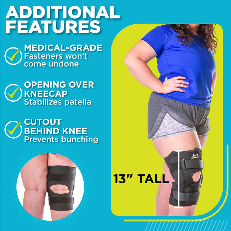 Plus-Size Knee Brace for Obesity – Bariatric Non-Slip Knee Support for Overweight and Obese Person with Large Thighs and Big Legs