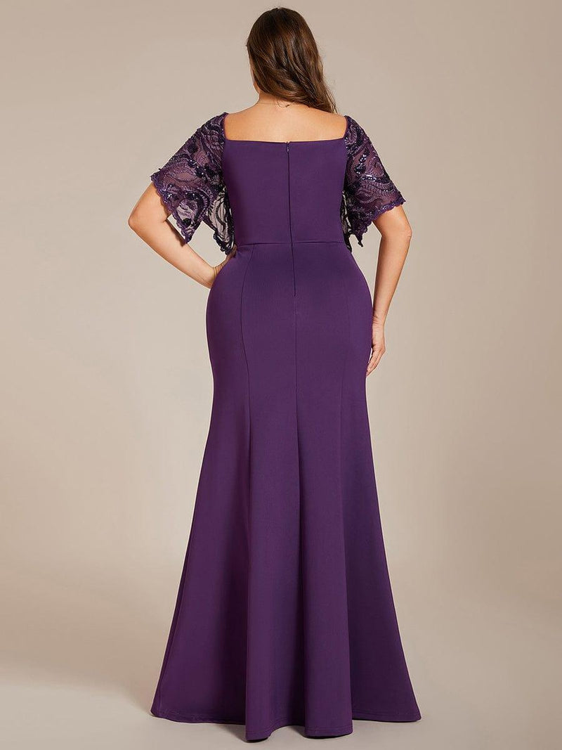 pretty SLOANE|Elegant Plus Size V Neck Fishtail Evening Dress for Women