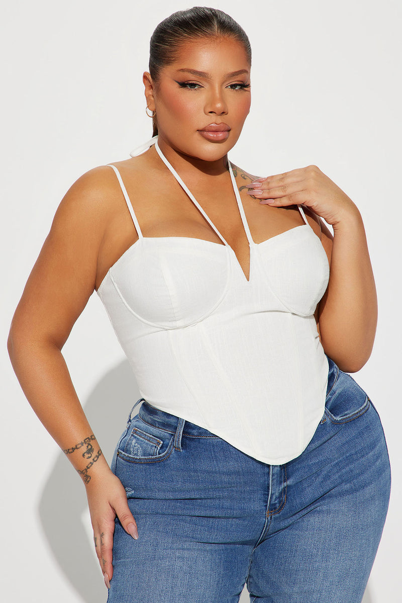 Tell Me A Secret Linen Corset Top - White