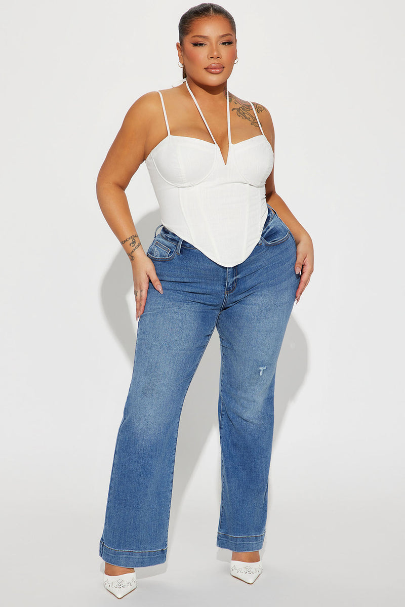 Tell Me A Secret Linen Corset Top - White